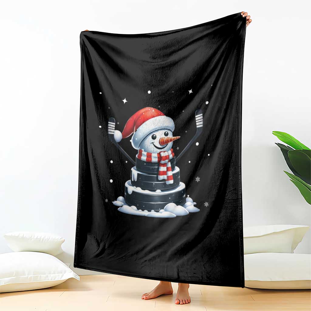 Hockey Puck Snowman Throw Blanket Funny Holiday Christmas Gift TS12 Print Your Wear