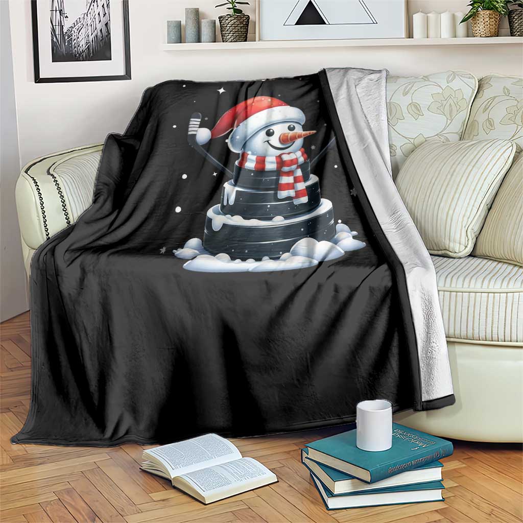 Hockey Puck Snowman Throw Blanket Funny Holiday Christmas Gift TS12 Print Your Wear