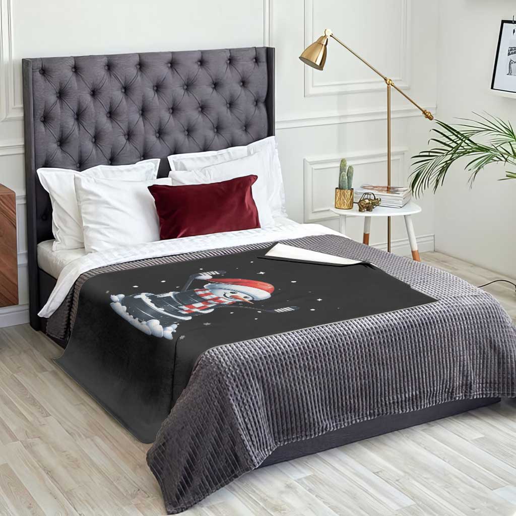 Hockey Puck Snowman Throw Blanket Funny Holiday Christmas Gift TS12 Print Your Wear