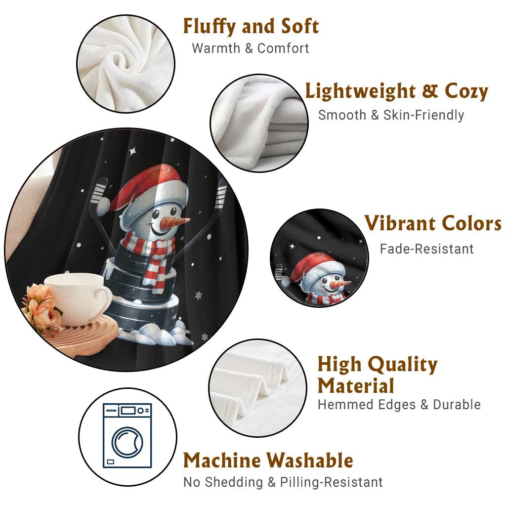 Hockey Puck Snowman Throw Blanket Funny Holiday Christmas Gift TS12 Print Your Wear