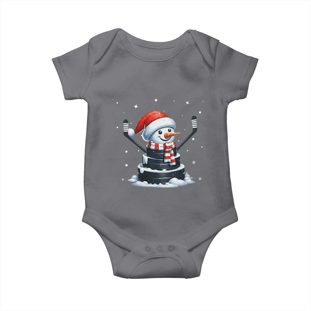 Hockey Puck Snowman Baby Onesie Funny Holiday Christmas Gift TS12 Charcoal Print Your Wear