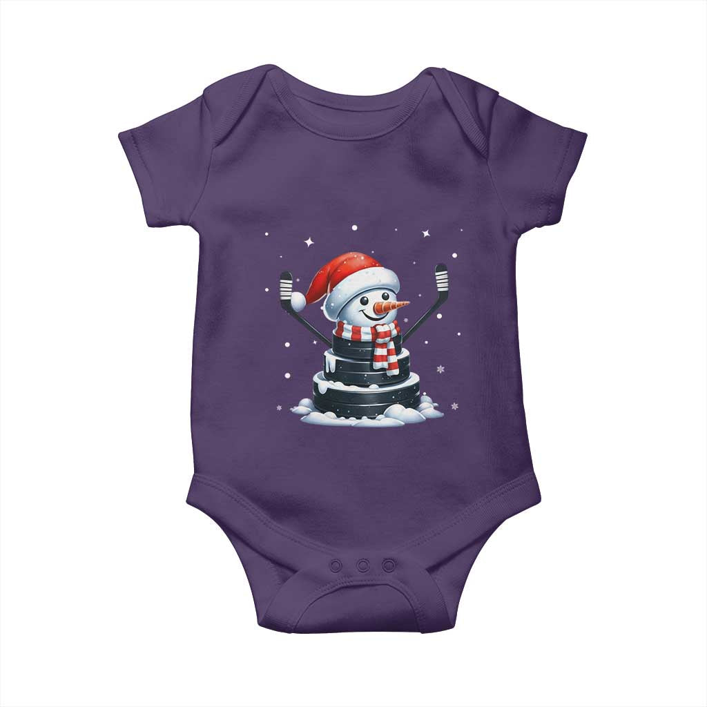 Hockey Puck Snowman Baby Onesie Funny Holiday Christmas Gift TS12 Purple Print Your Wear