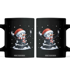 Hockey Puck Snowman Coffee Mug Funny Holiday Christmas Gift TS12 Black Print Your Wear