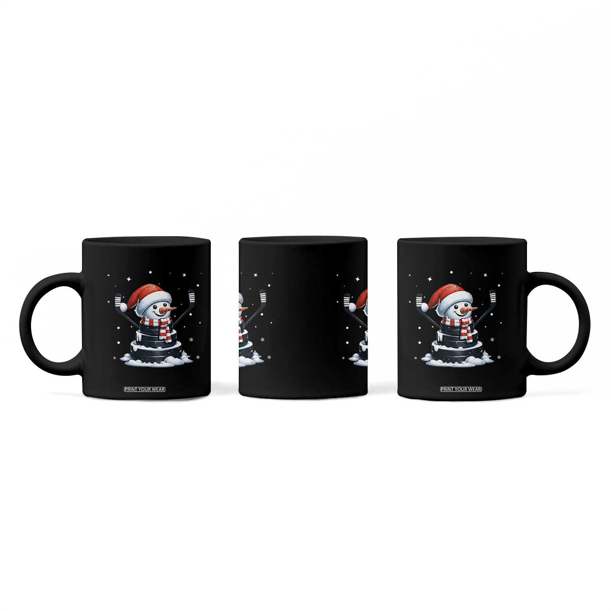 Hockey Puck Snowman Coffee Mug Funny Holiday Christmas Gift TS12 Print Your Wear