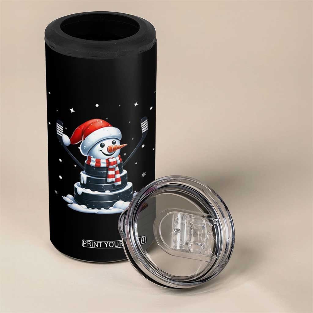 Hockey Puck Snowman 4 in 1 Can Cooler Tumbler Funny Holiday Christmas Gift TS12 Print Your Wear