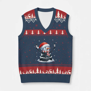 Hockey Puck Snowman V-Neck Knit Sweater Vest Funny Holiday Xmas Gift TS12 Navy Red Print Your Wear