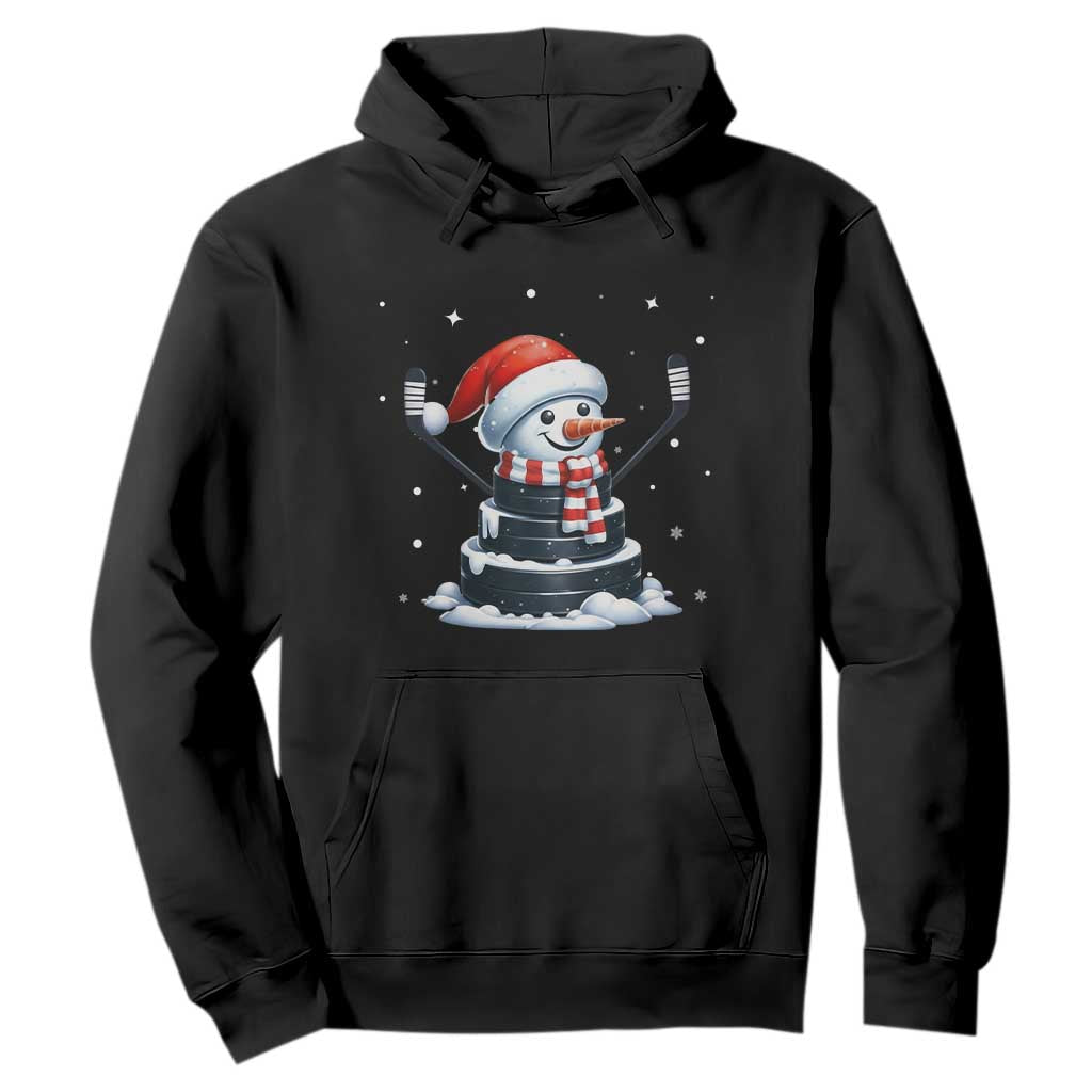 Hockey Puck Snowman Hoodie Funny Holiday Christmas Gift TS12 Black Print Your Wear