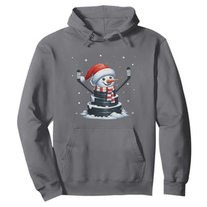 Hockey Puck Snowman Hoodie Funny Holiday Christmas Gift TS12 Charcoal Print Your Wear