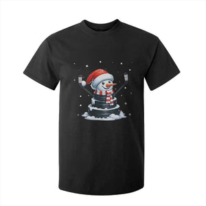 Hockey Puck Snowman T Shirt For Kid Funny Holiday Christmas Gift TS12 Black Print Your Wear