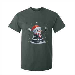 Hockey Puck Snowman T Shirt For Kid Funny Holiday Christmas Gift TS12 Dark Forest Green Print Your Wear