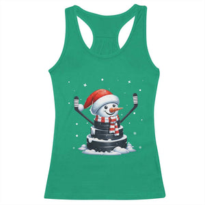 Hockey Puck Snowman Racerback Tank Top Funny Holiday Christmas Gift TS12 Irish Green Print Your Wear