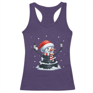 Hockey Puck Snowman Racerback Tank Top Funny Holiday Christmas Gift TS12 Purple Print Your Wear