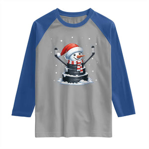 Hockey Puck Snowman Raglan Shirt Funny Holiday Christmas Gift TS12 Sport Gray Royal Print Your Wear