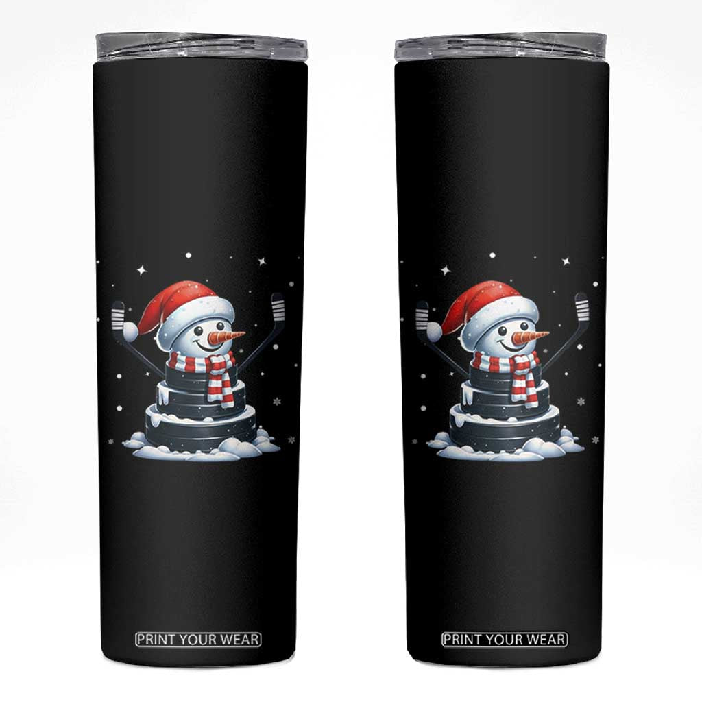 Hockey Puck Snowman Skinny Tumbler Funny Holiday Christmas Gift TS12 Black Print Your Wear
