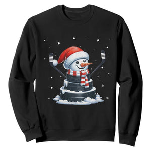 Hockey Puck Snowman Sweatshirt Funny Holiday Christmas Gift TS12 Black Print Your Wear