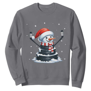 Hockey Puck Snowman Sweatshirt Funny Holiday Christmas Gift TS12 Charcoal Print Your Wear