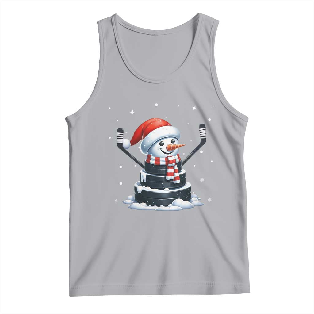 Hockey Puck Snowman Tank Top Funny Holiday Christmas Gift TS12 Athletic Heather Print Your Wear