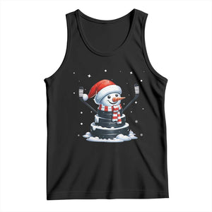 Hockey Puck Snowman Tank Top Funny Holiday Christmas Gift TS12 Black Print Your Wear
