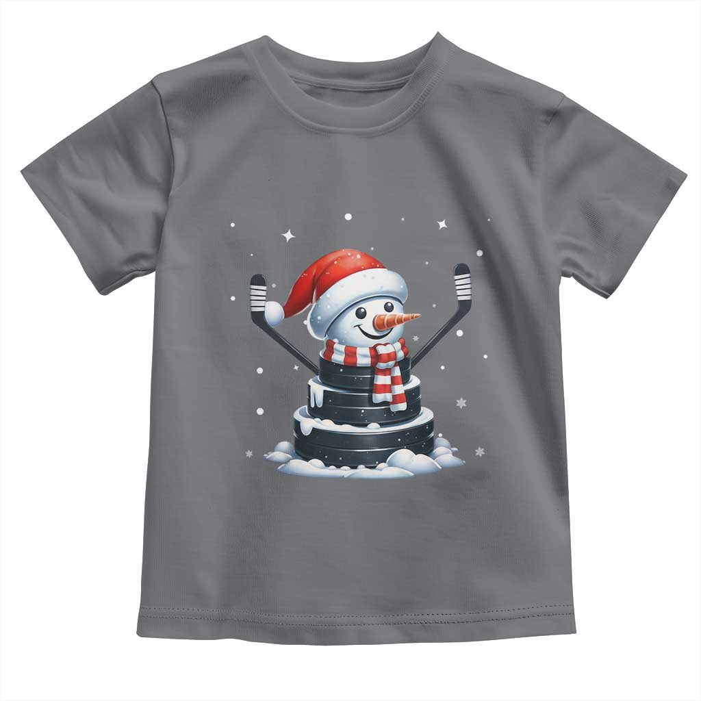 Hockey Puck Snowman Toddler T Shirt Funny Holiday Christmas Gift TS12 Charcoal Print Your Wear