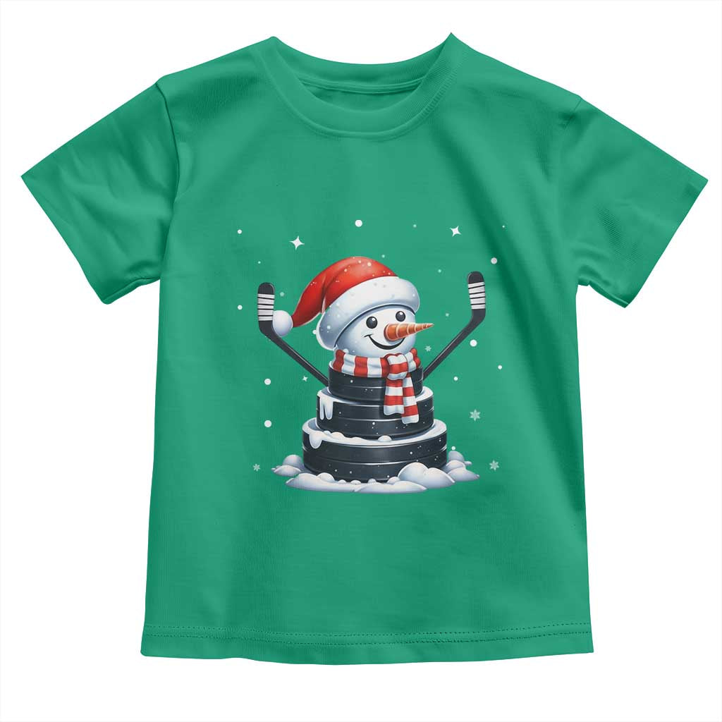 Hockey Puck Snowman Toddler T Shirt Funny Holiday Christmas Gift TS12 Irish Green Print Your Wear