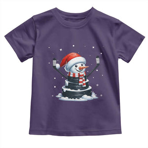 Hockey Puck Snowman Toddler T Shirt Funny Holiday Christmas Gift TS12 Purple Print Your Wear
