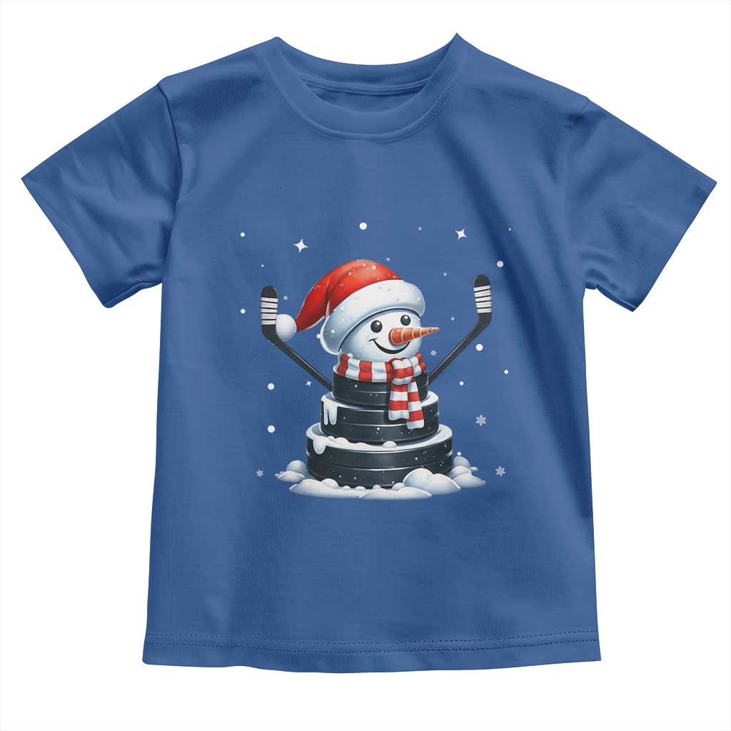 Hockey Puck Snowman Toddler T Shirt Funny Holiday Christmas Gift TS12 Royal Blue Print Your Wear