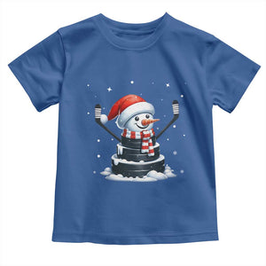 Hockey Puck Snowman Toddler T Shirt Funny Holiday Christmas Gift TS12 Royal Blue Print Your Wear