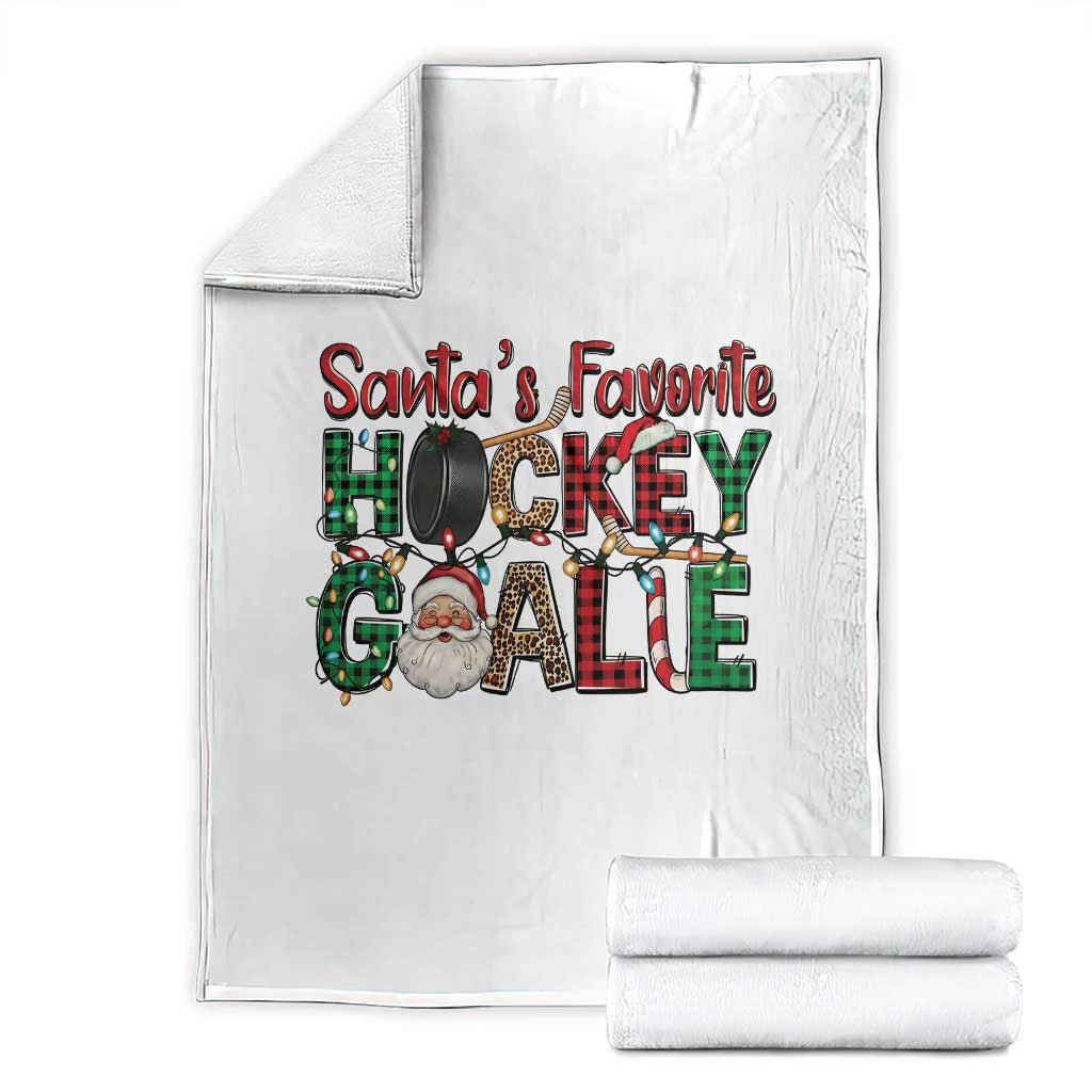Santa Favorite Hockey Goalie Throw Blanket Funny Christmas Gift TS12 White Print Your Wear