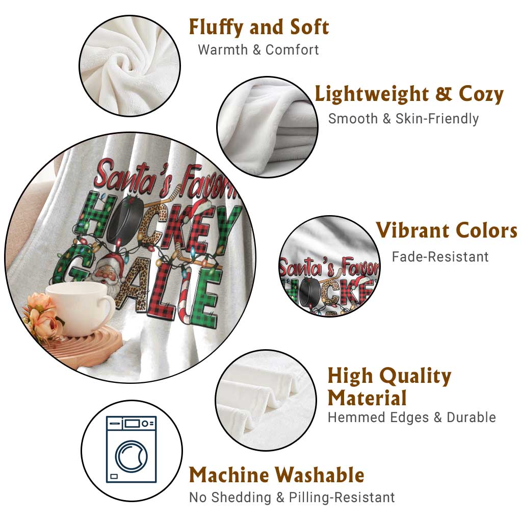 Santa Favorite Hockey Goalie Throw Blanket Funny Christmas Gift TS12 Print Your Wear