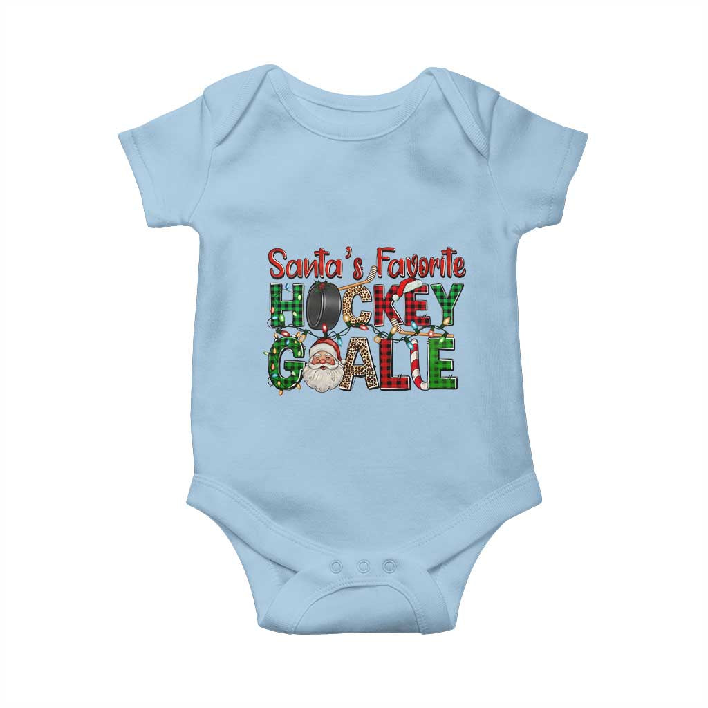 Santa Favorite Hockey Goalie Baby Onesie Funny Christmas Gift TS12 Light Blue Print Your Wear