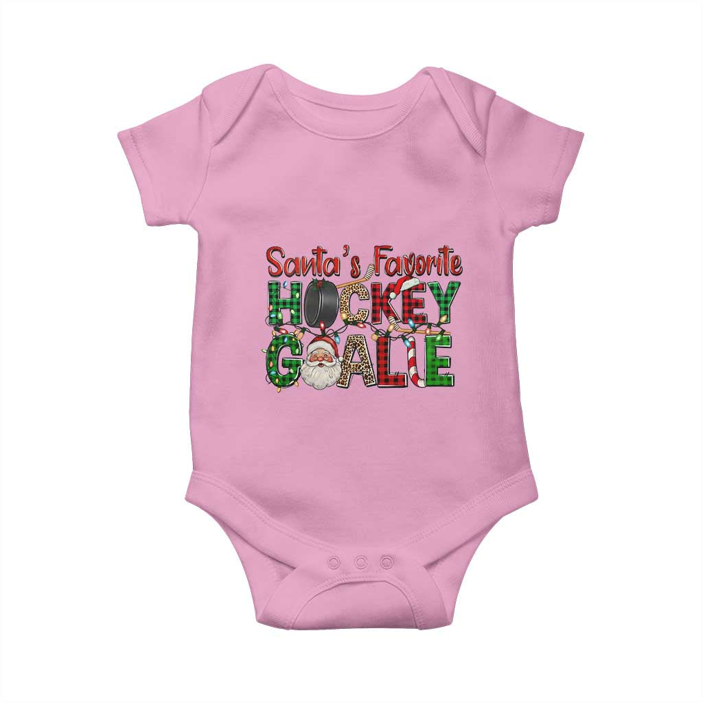 Santa Favorite Hockey Goalie Baby Onesie Funny Christmas Gift TS12 Light Pink Print Your Wear