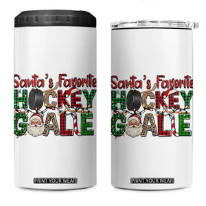 Santa Favorite Hockey Goalie 4 in 1 Can Cooler Tumbler Funny Christmas Gift TS12 One Size: 16 oz White Print Your Wear