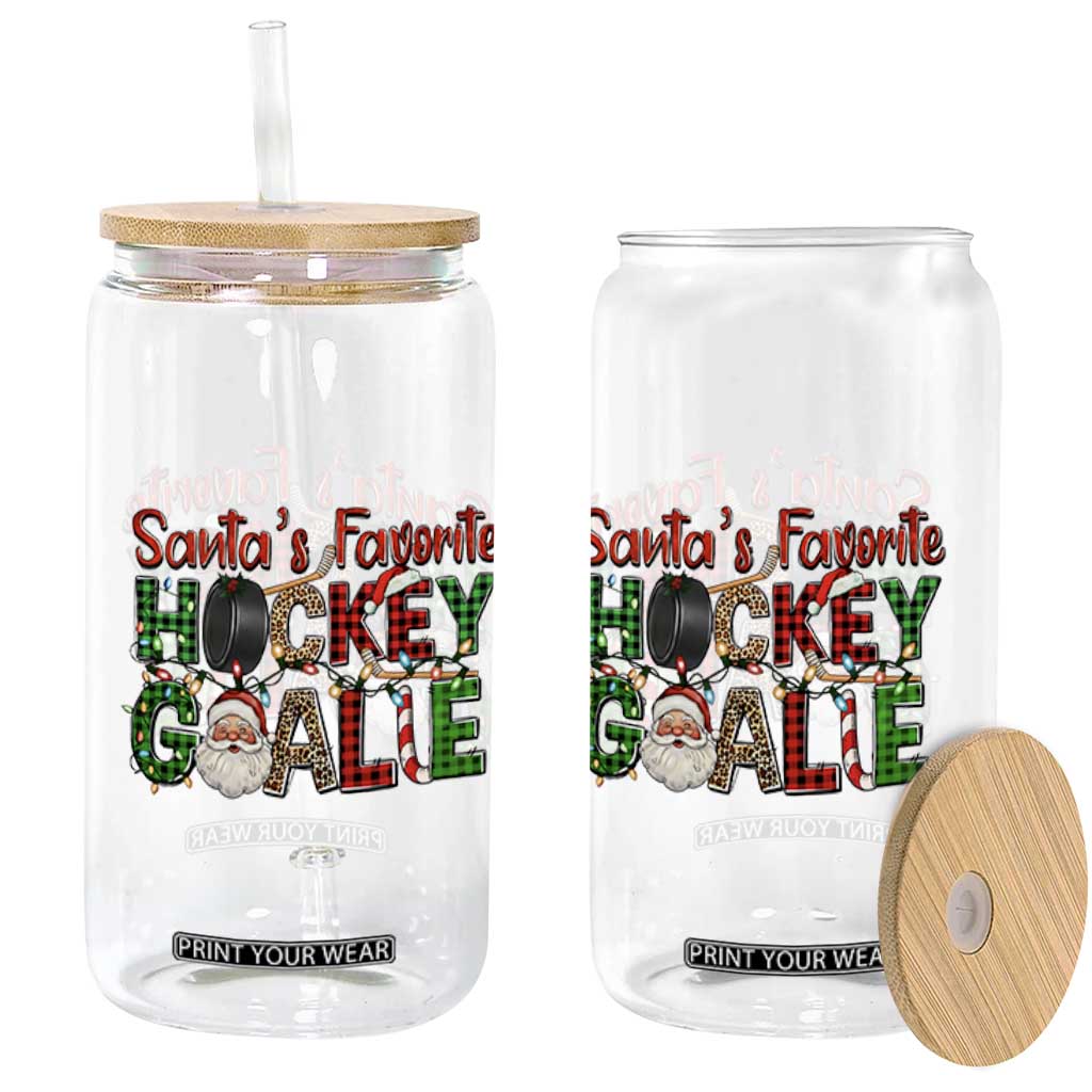 Santa Favorite Hockey Goalie Glass Can Funny Christmas Gift TS12 Print Your Wear