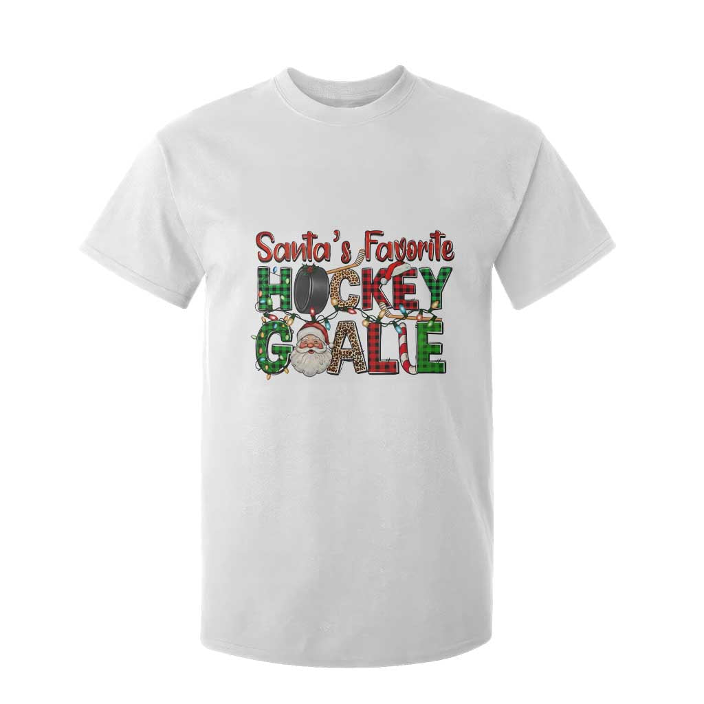 Santa Favorite Hockey Goalie T Shirt For Kid Funny Christmas Gift TS12 White Print Your Wear