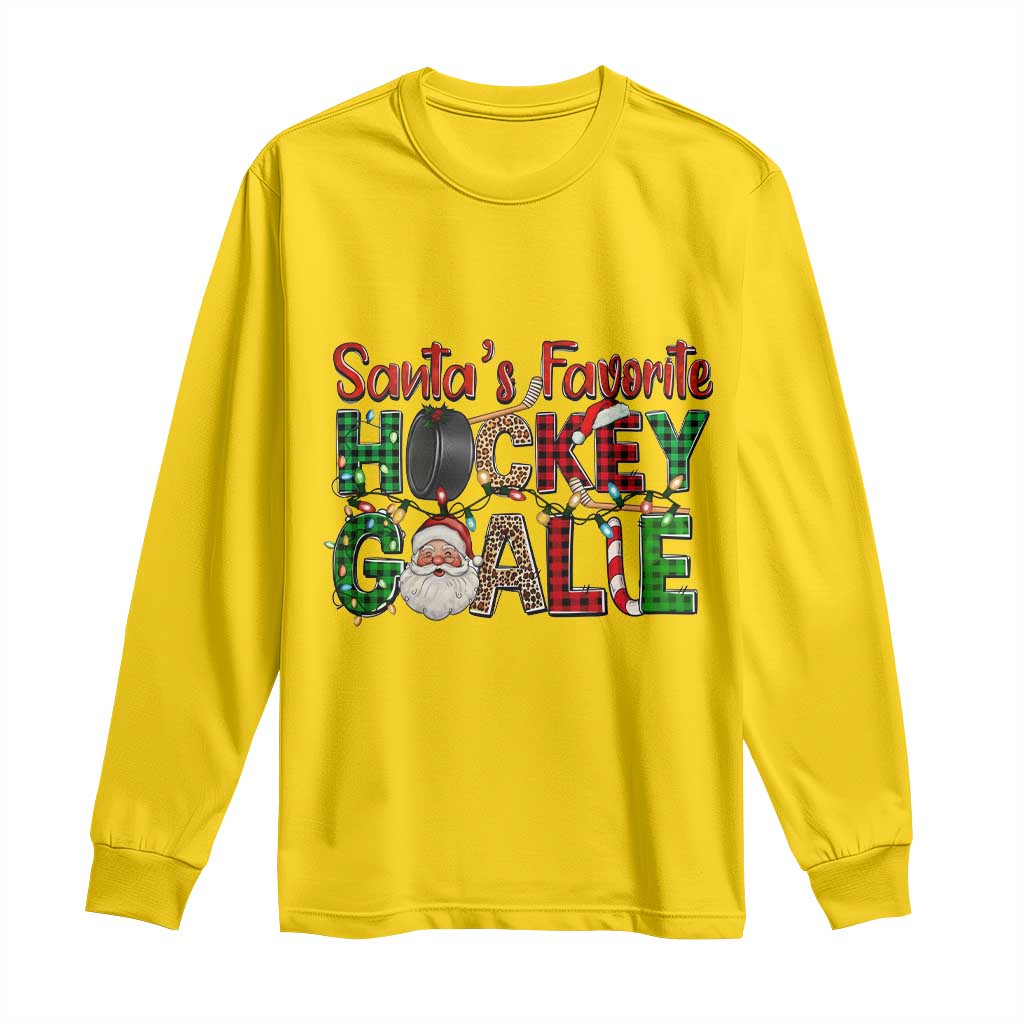 Santa Favorite Hockey Goalie Long Sleeve Shirt Funny Christmas Gift TS12 Daisy Print Your Wear