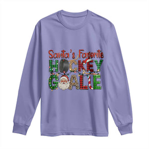 Santa Favorite Hockey Goalie Long Sleeve Shirt Funny Christmas Gift TS12 Violet Print Your Wear