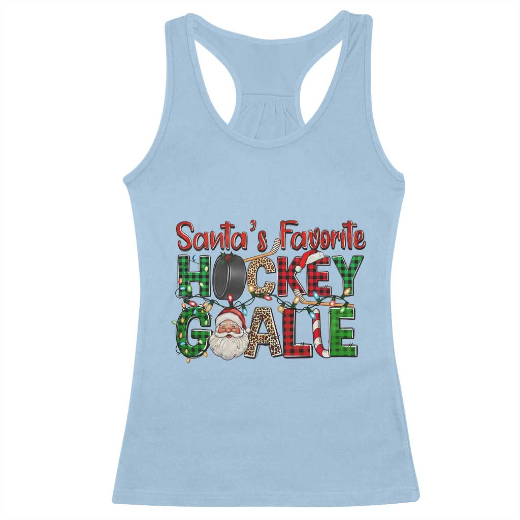 Santa Favorite Hockey Goalie Racerback Tank Top Funny Christmas Gift TS12 Light Blue Print Your Wear