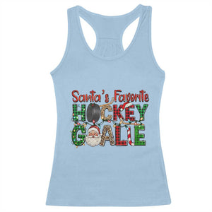 Santa Favorite Hockey Goalie Racerback Tank Top Funny Christmas Gift TS12 Light Blue Print Your Wear