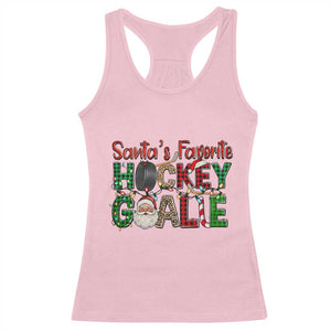 Santa Favorite Hockey Goalie Racerback Tank Top Funny Christmas Gift TS12 Light Pink Print Your Wear