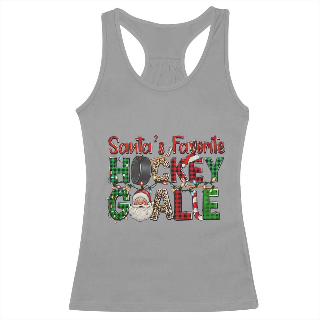 Santa Favorite Hockey Goalie Racerback Tank Top Funny Christmas Gift TS12 Sport Gray Print Your Wear