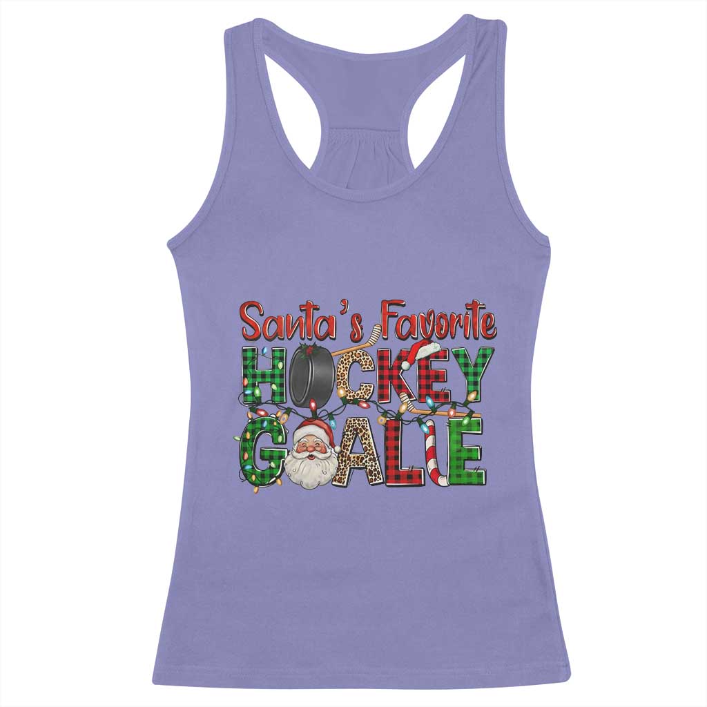 Santa Favorite Hockey Goalie Racerback Tank Top Funny Christmas Gift TS12 Violet Print Your Wear