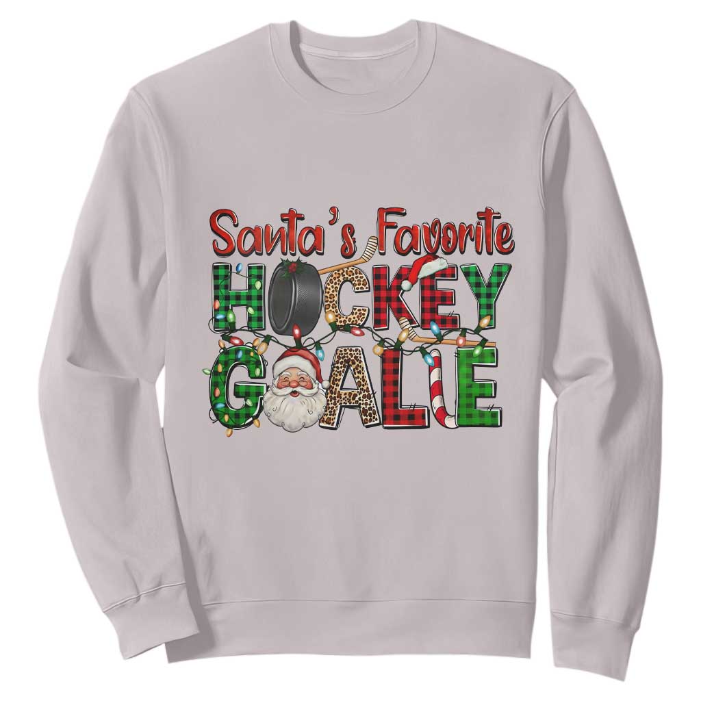 Santa Favorite Hockey Goalie Sweatshirt Funny Christmas Gift TS12 Ice Gray Print Your Wear