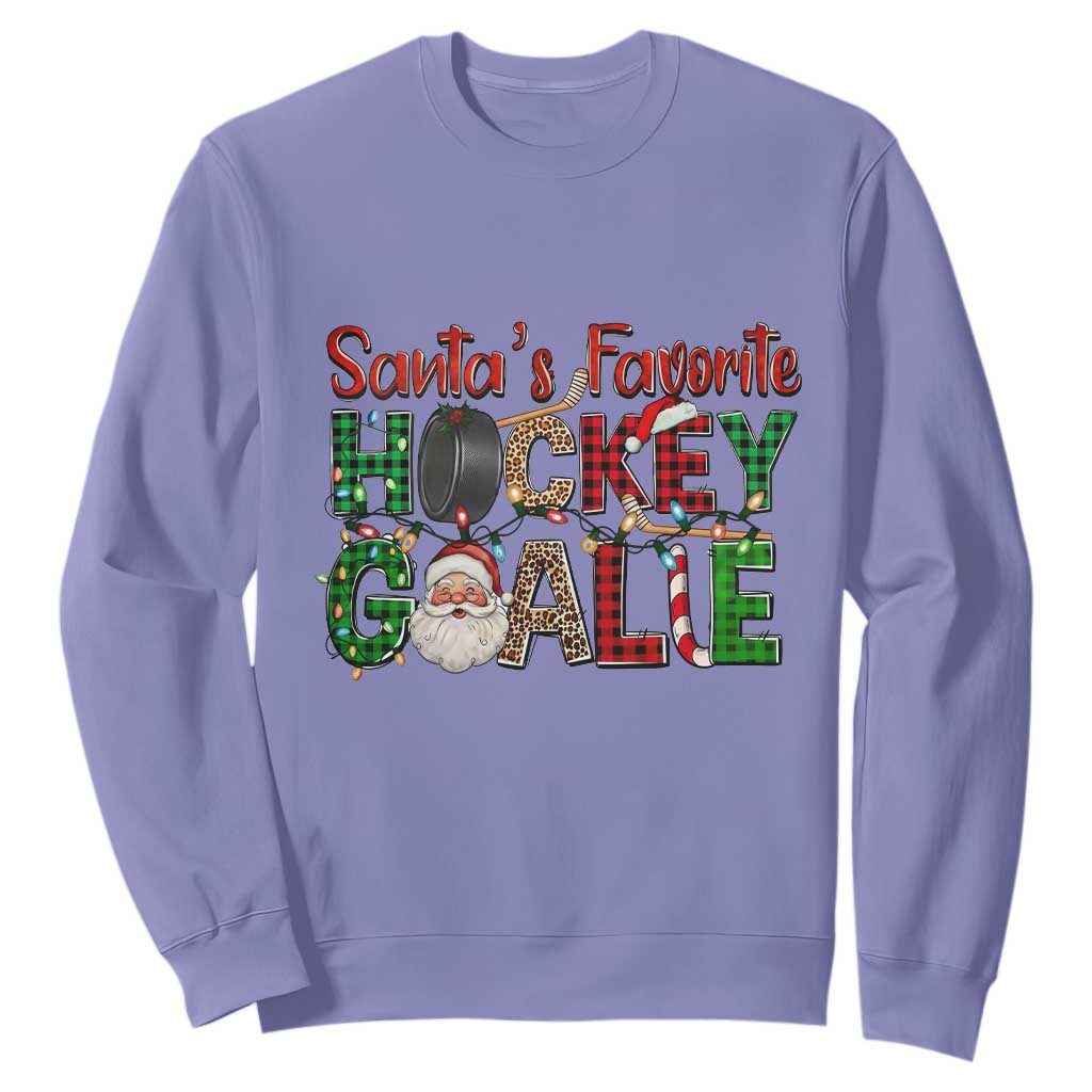 Santa Favorite Hockey Goalie Sweatshirt Funny Christmas Gift TS12 Violet Print Your Wear
