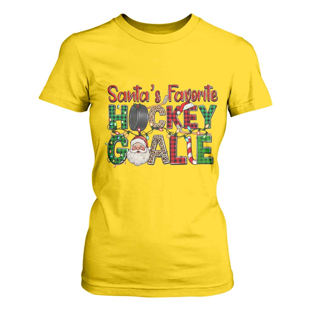 Santa Favorite Hockey Goalie T Shirt For Women Funny Christmas Gift TS12 Daisy Print Your Wear