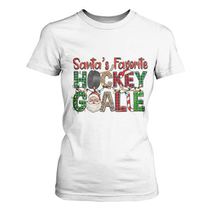 Santa Favorite Hockey Goalie T Shirt For Women Funny Christmas Gift TS12 White Print Your Wear
