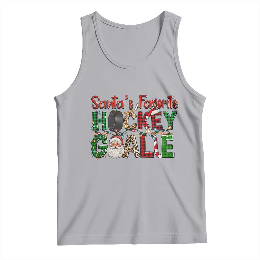 Santa Favorite Hockey Goalie Tank Top Funny Christmas Gift TS12 Athletic Heather Print Your Wear