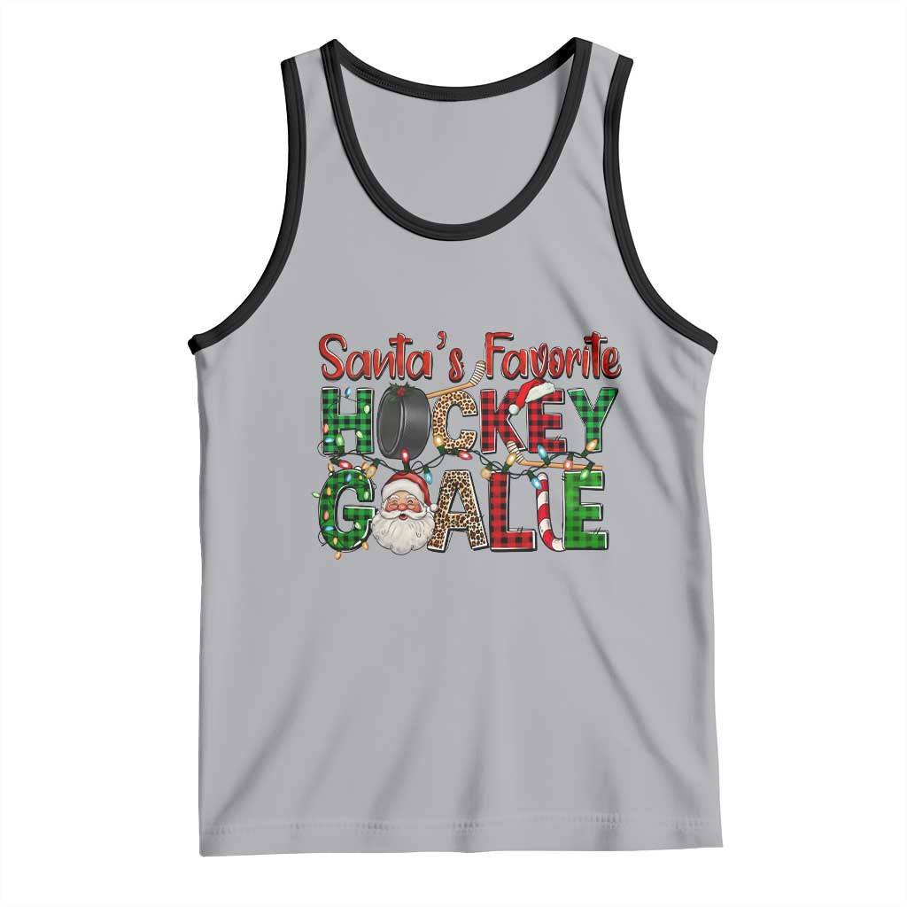 Santa Favorite Hockey Goalie Tank Top Funny Christmas Gift TS12 Athletic Heather Black Print Your Wear