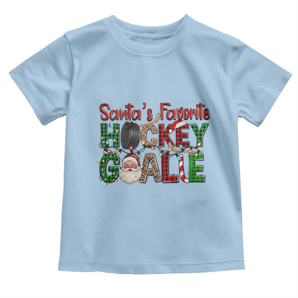 Santa Favorite Hockey Goalie Toddler T Shirt Funny Christmas Gift TS12 Light Blue Print Your Wear