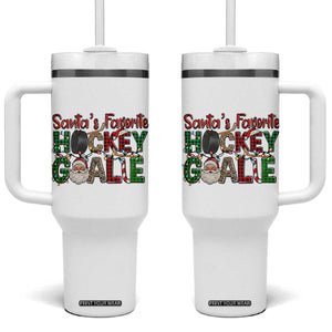 Santa Favorite Hockey Goalie Tumbler With Handle Funny Christmas Gift TS12 One Size: 40 oz White Print Your Wear