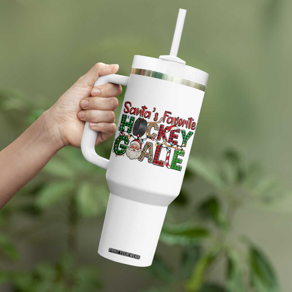 Santa Favorite Hockey Goalie Tumbler With Handle Funny Christmas Gift TS12 Print Your Wear